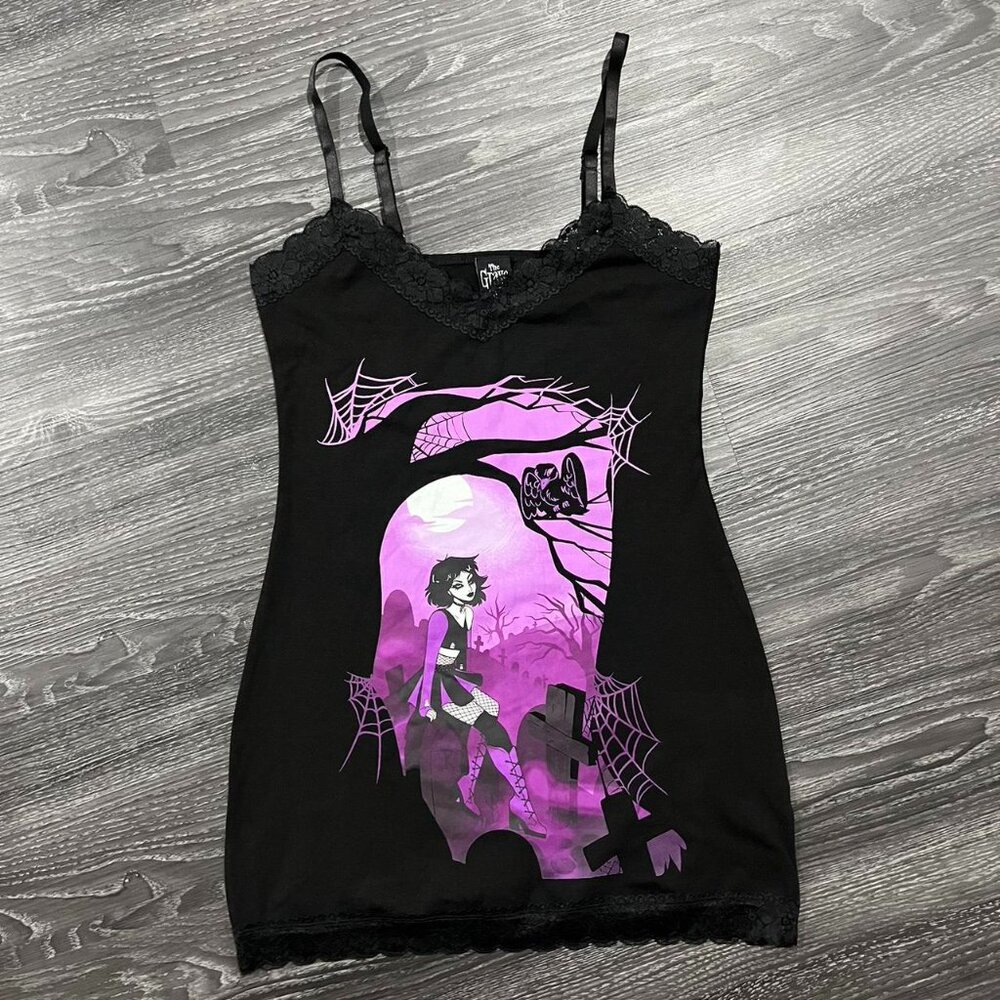 crypt cutie graphic cami dress